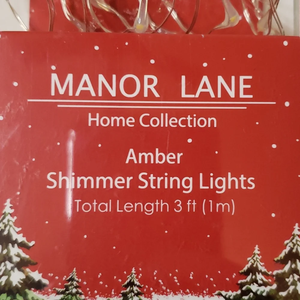 Manor Lane Battery Powered Amber Shimmer Lights 3 Feet Long NWT